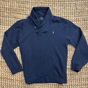 Ralph Lauren Men's Shawl Neck Estate Long Sleeve Jersey Sweater (XL) Navy Blue